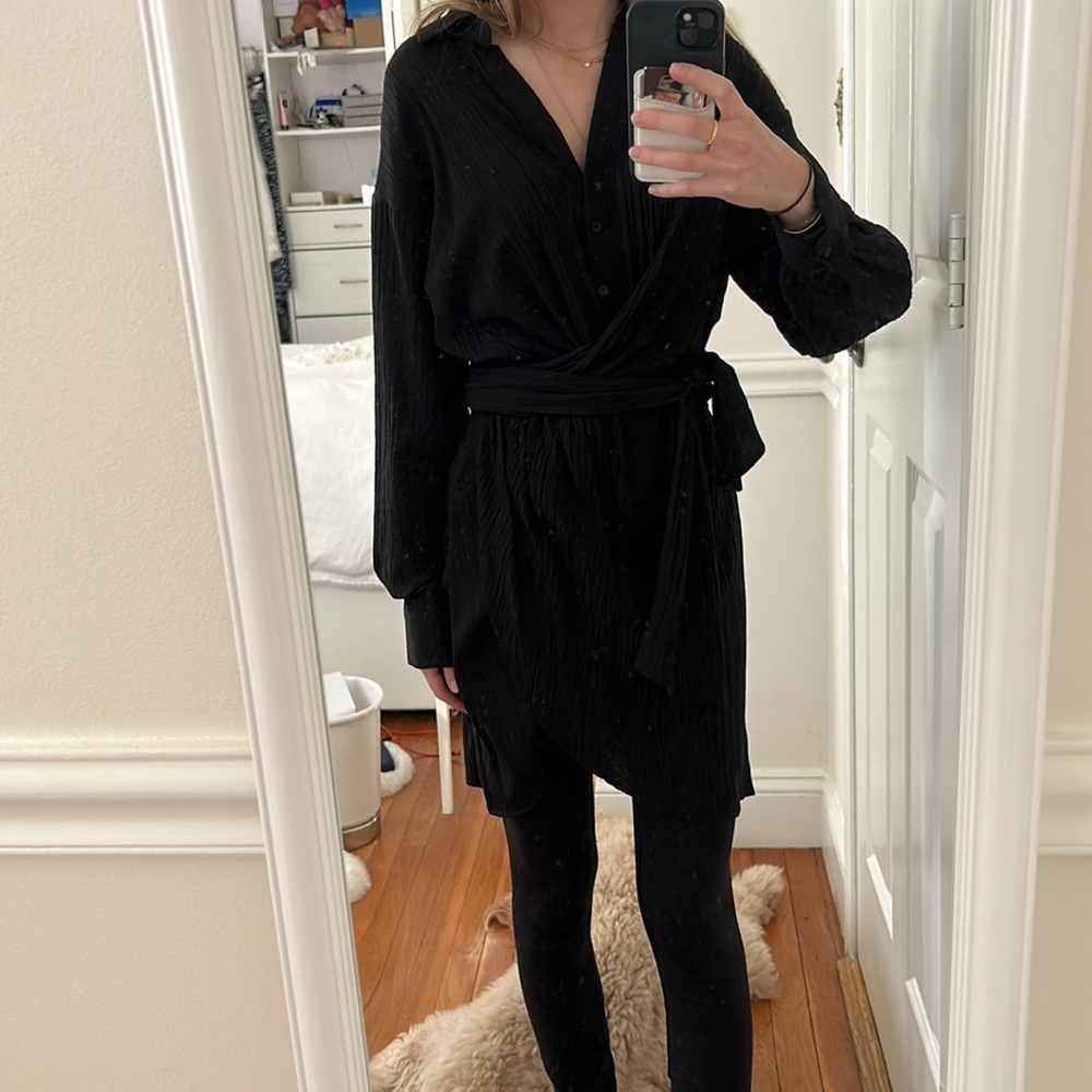 Zara black dress with waist tie